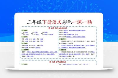 新版三下语文彩色一课一贴（课内重点课课贴）10页
