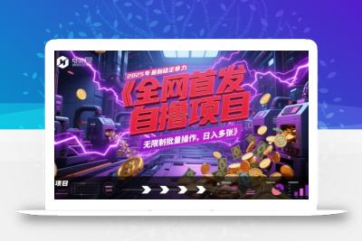 全网首发，2025年最新稳定暴力全自动自撸项目，无限制批量操作，日入多张【揭秘】