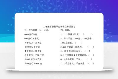二下数学克与千克专项练习2页