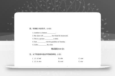 外研版2024-2025学年英语四年级下册第二学期期中考试（B)卷