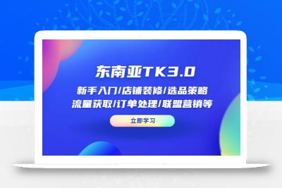 东南亚TK3.0：新手入门/店铺装修/选品策略/流量获取/订单处理/联盟营销等