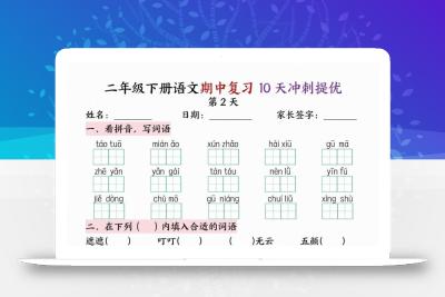二年级下册语文期中复习10天冲刺提优