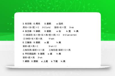 五年级下册数学必背公式大全(期中常考)