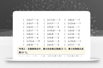 二下册数学有余数的除法五大专项（含答案13页）