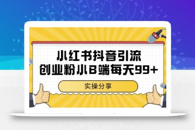 小红书抖音创业粉，小B端粉自热，日引99+的一个玩法【揭秘】