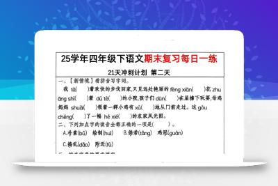 四下语文期末复习每日一练冲刺21天计划21页