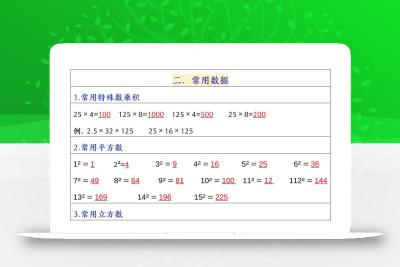 五下数学（通用版）常考公式汇总