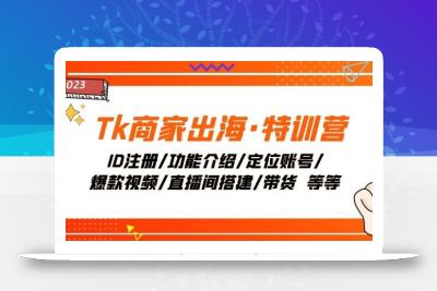 Tk商家出海·特训营：ID注册/功能介绍/定位账号/爆款视频/直播间搭建/带货