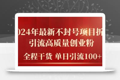 2024年最新不封号项目拆解引流高质量创业粉，全程干货单日轻松引流100+【揭秘】