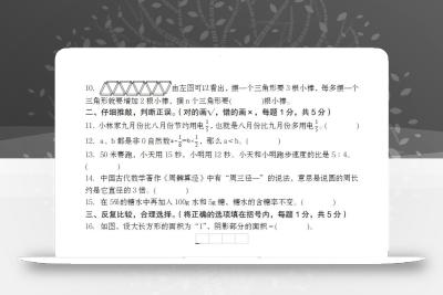 2024-2025年第二学期六下数学开学摸底试题人教