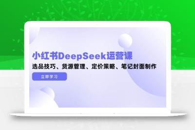 小红书DeepSeek运营课，选品技巧、货源管理、定价策略、笔记封面制作