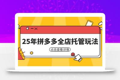 25年拼多多全店托管玩法，矩阵动销裂变玩法如何低风险盈利 新手运营秘籍