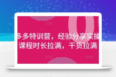 拼多多特训营，经验分享实操，课程时长拉满，干货拉满(更新25年4月)