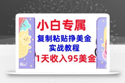 复制粘贴挣美金，0门槛，1天收入95美刀，3分钟学会，内部教程(首次公开)
