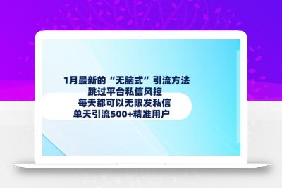 1月最新的无脑式引流方法，跳过平台私信风控，每天都可以无限发私信，单天引流500+精准用户