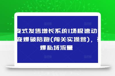 裂变式发售增长系统1场极速动销裂变爆破陪跑(闯关实操营)，引爆私域流量