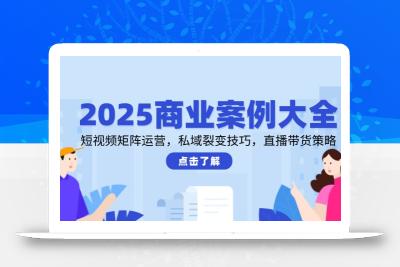 2025商业案例大全，短视频矩阵运营，私域裂变技巧，直播带货策略