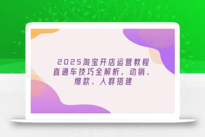 2025淘宝开店运营教程更新，直通车技巧全解析，动销、爆款、人群搭建
