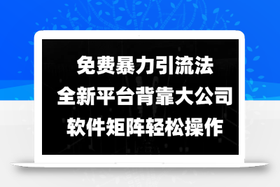免费暴力引流法，全新平台，背靠大公司，软件矩阵轻松操作