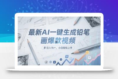 最新AI一键生成铅笔画爆款视频，多平台分发，日 入1k+，小白轻松上手【揭秘】