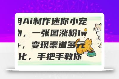 用AI制作迷你小宠物，一张图涨粉1w+，变现渠道多元化，手把手教你