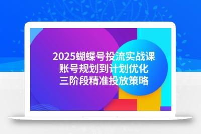 2025蝴蝶号投流实战课，账号规划到计划优化，三阶段精准投放策略