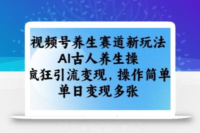 视频号养生赛道新玩法，AI古人养生操，疯狂引流变现，操作简单，单日变现多张