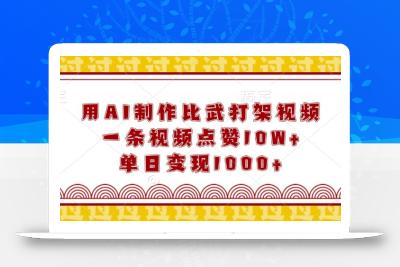 用AI制作比武打架视频，一条视频点赞10W+，单日变现1k【揭秘】
