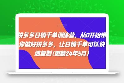 拼多多日销千单训练营，从0开始带你做好拼多多，让日销千单可以快速复制(更新25年2月)