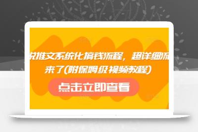 小说推文系统化搞钱流程，超详细流程来了(附保姆级视频教程)