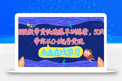 2024视频带货快速爆单训练营，30天带你从0-1起号变现