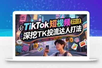 TikTok短视频带货线上课，深挖TK投流达人打法