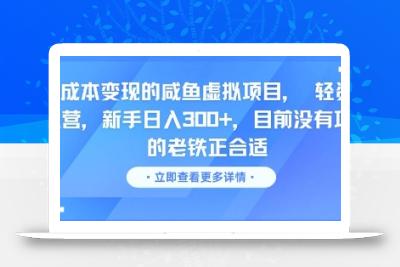 零成本变现的咸鱼虚拟项目， 轻资产运营，新手日入3张+，目前没有项目的老铁正合适