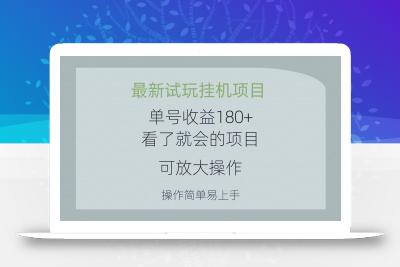 最新试玩挂机项目 单号收益180+看了就会的项目，可放大操作 操作简单易…