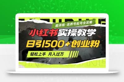2月小红书最新日引500+创业粉实操教学【超详细】小白轻松上手，月入1W+，附小红书养号起号SOP