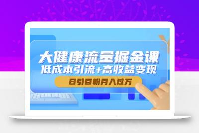 大健康流量掘金课，低成本引流+高收益变现，日引百粉月入过万