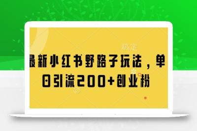 最新小红书野路子玩法，单日引流200+创业粉