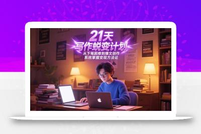 21天写作蜕变计划，从下笔困难到爆文创作，系统掌握变现方法论