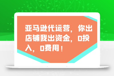 亚马逊代运营，你出店铺我出资金，0投入，0费用，无责任每天300分红，赢亏我承担