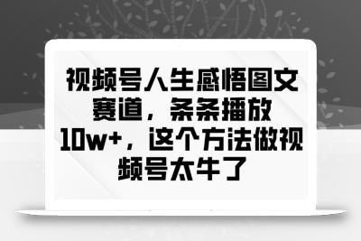 视频号人生感悟图文赛道，条条播放10w+，这个方法做视频号太牛了