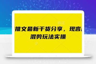 小说推文最新干货分享，现言剧情混剪玩法实操