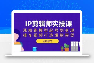 IP剪辑师实操课：涨粉跑模型起号到变现，挂车视频打造爆款带货
