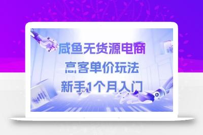 咸鱼无货源电商，高客单价玩法，新手1个月入门
