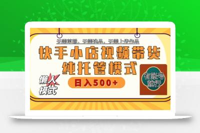 【快手小店代运营】限时托管计划，全程喂饭，单日稳定变现800＋