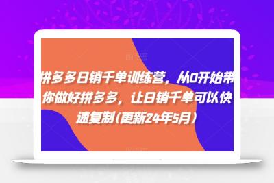 拼多多日销千单训练营，从0开始带你做好拼多多，让日销千单可以快速复制(更新25年5月)