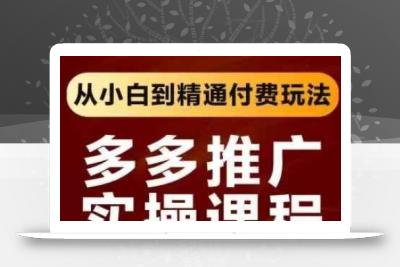 拼多多推广实操课程，从小白到精通付费玩法