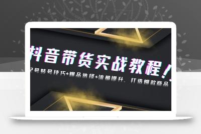 抖音带货实战教程：起号转号技巧+爆品选择+流量提升，打造爆款商品