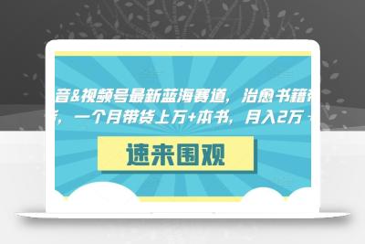 抖音&视频号最新蓝海赛道，治愈书籍带货，一个月带货上万+本书，月入2万＋【揭秘】