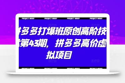 拼多多打爆班原创高阶技术第43期，拼多多高价虚拟项目