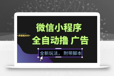 微信小程序全自动撸广告项目，彻底解决没流量的问题，新手一天8张+【揭秘】
